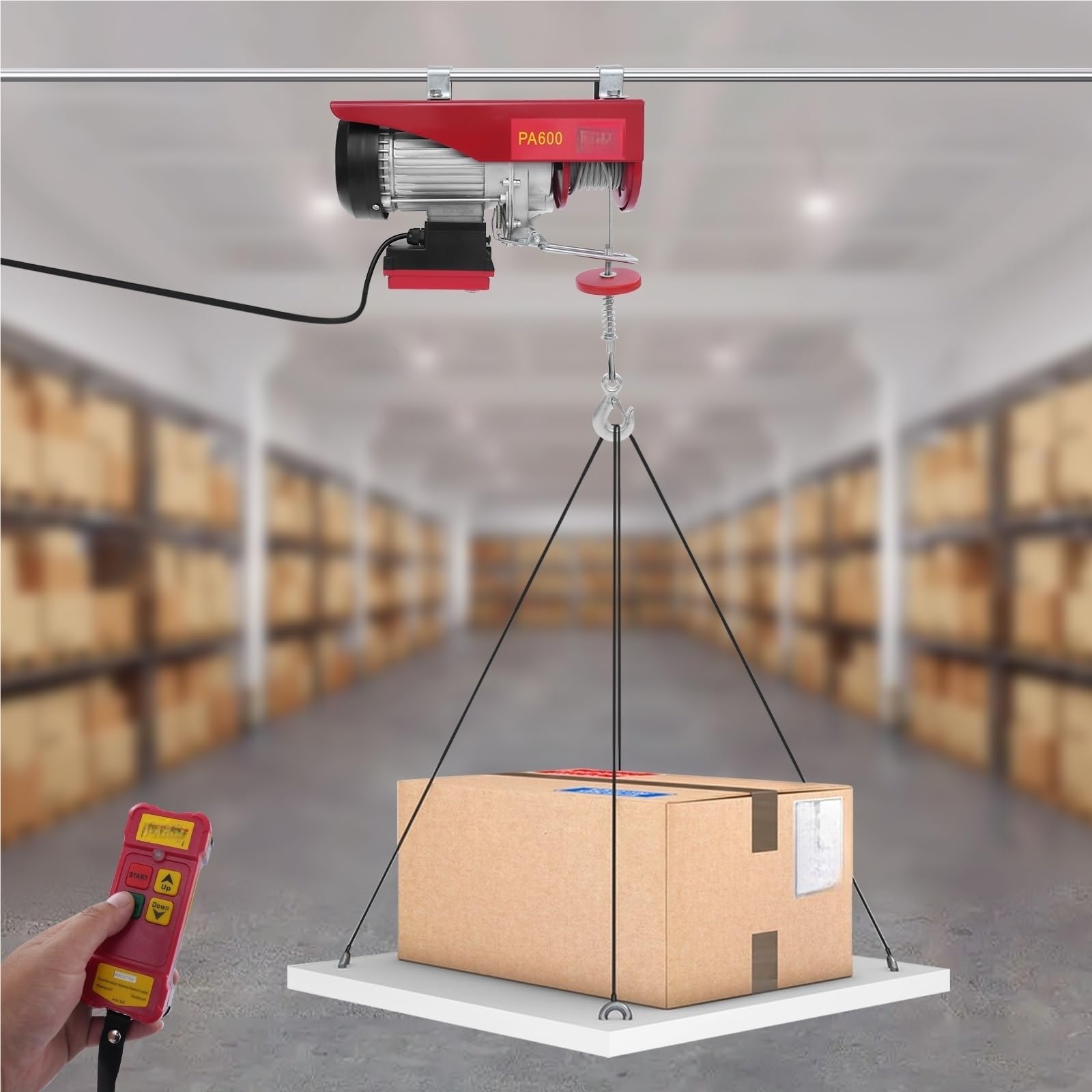 1200 W Elektro-Hebezeug, 600 Kg, Kabellose Steuerung, Elektrische Winde, Elektrischer Blockkran, Hochleistungs-Hebewerkzeug Elektrische Hebezeuge