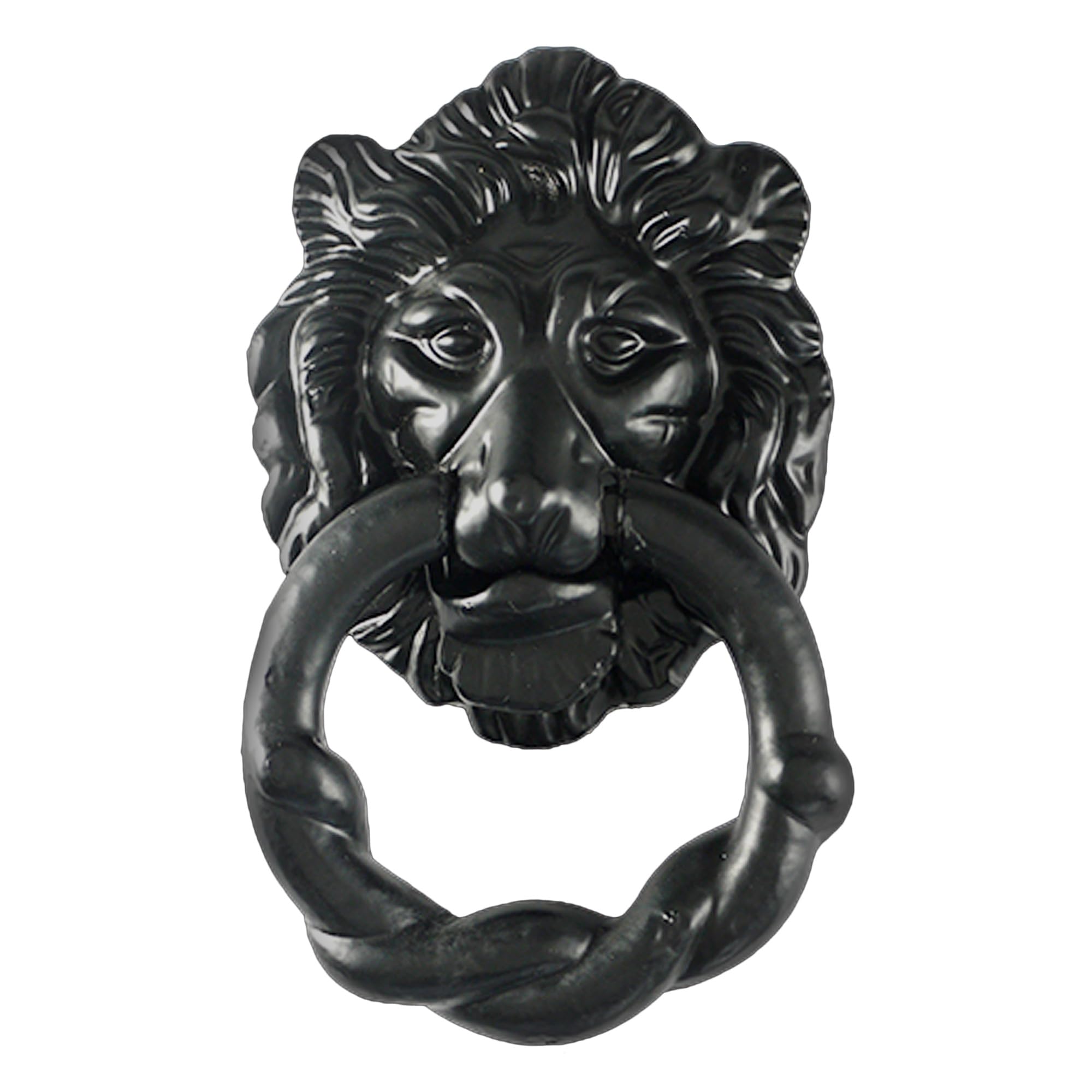 Haven Heritage Door Knocker - Black Large Lion Head Door Knocker - Cast Iron Antique Black Vintage Style Front Door Knocker - Cast Iron Door Knockers for Front Door - Antique Black