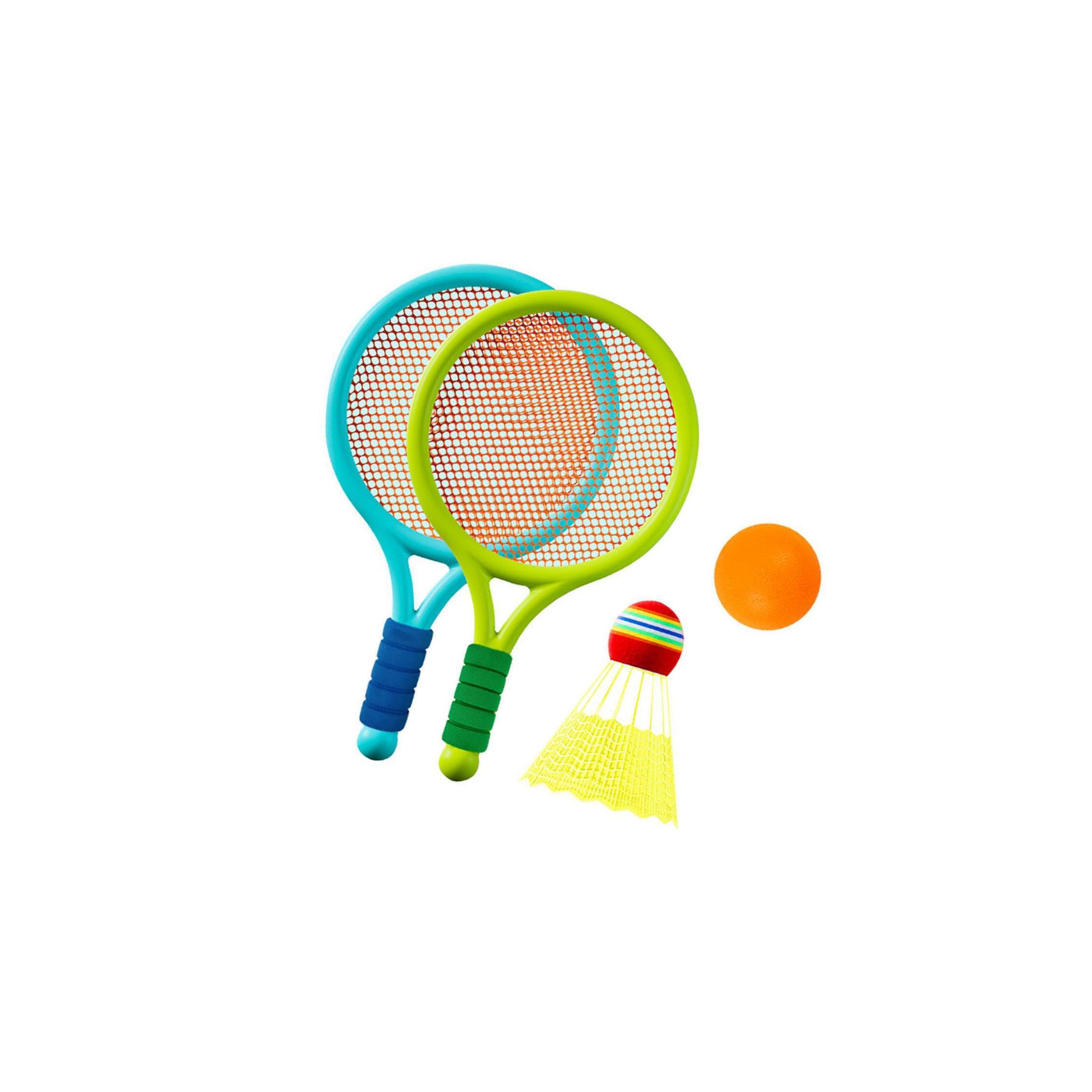 Set da Tennis e Badminton per Bambini, Racchetta da Tennis per Bambini, Giocattoli da Spiaggia, Blu e Rosa