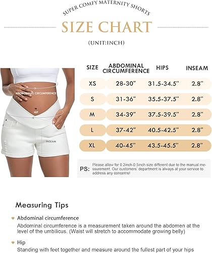 Miniatura 6 de HOFISH Women's Stretchy Maternity Jeans Shorts Over The Belly Denim Shorts Pants Comfy Workout Casual Pregnancy Shorts