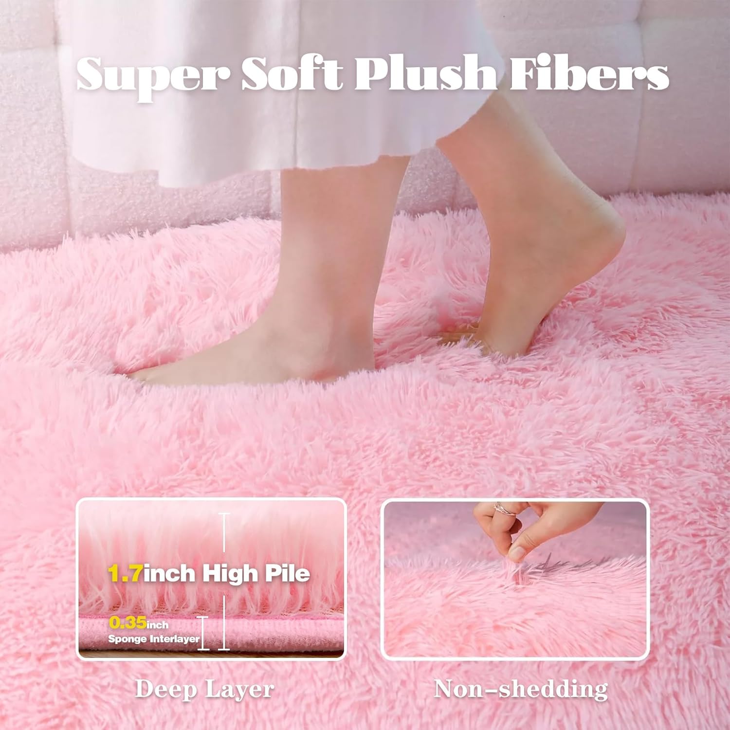 pink rugs for bedroom girls: 8x10 fluffy shag soft washable rug large fuzzy plush indoor carpet for living room nursery playroom kids girls boys room (pink, 8'x10') pink 8' x 10' (rectangular)