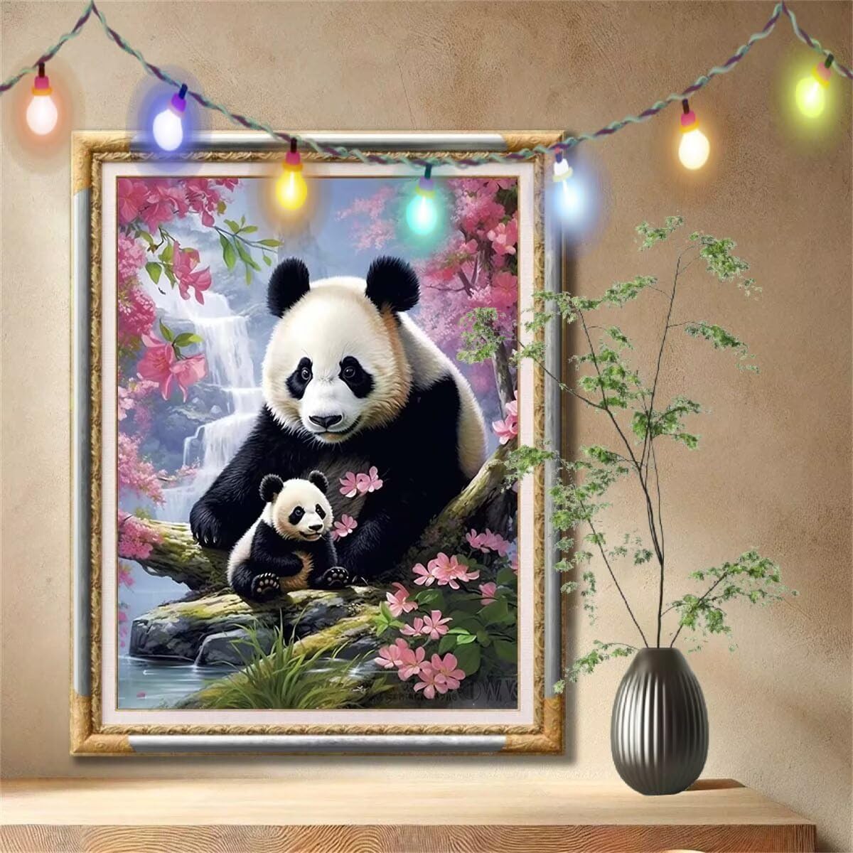5D Diamond Painting Kit pour Adulte,DIY Panda,Fleur Peinture Diamant Kit,Cristal Art Peinture Broderie Diamant Grand Format 90x120cm,Diamant Point de Croix Painting pour Décoration Intérieur 57F-4308