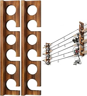 Fishing Rod Holder - Storage Rack Fishing Rod Rack, Fishing Rod Storage Organizer, Fishing Rod Rack | Wooden Fishing Rod Holder, Holds 6 Rods/Combinations