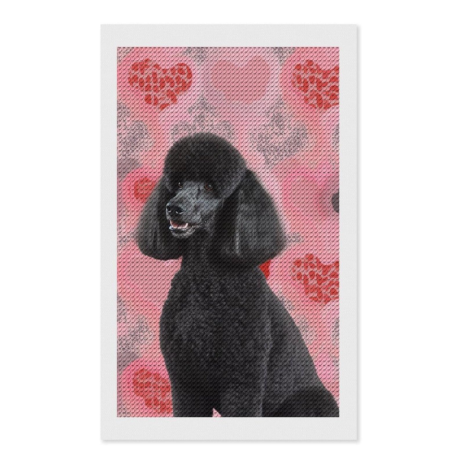 FodPand Poodles Dogs 5D Diamond Painting Kits for Adults Beginners Full Drill Round Diamond Dots Pictures Gem Art Supplies for Home Wall Room Decoration DIY Craft Set Gift 12x20