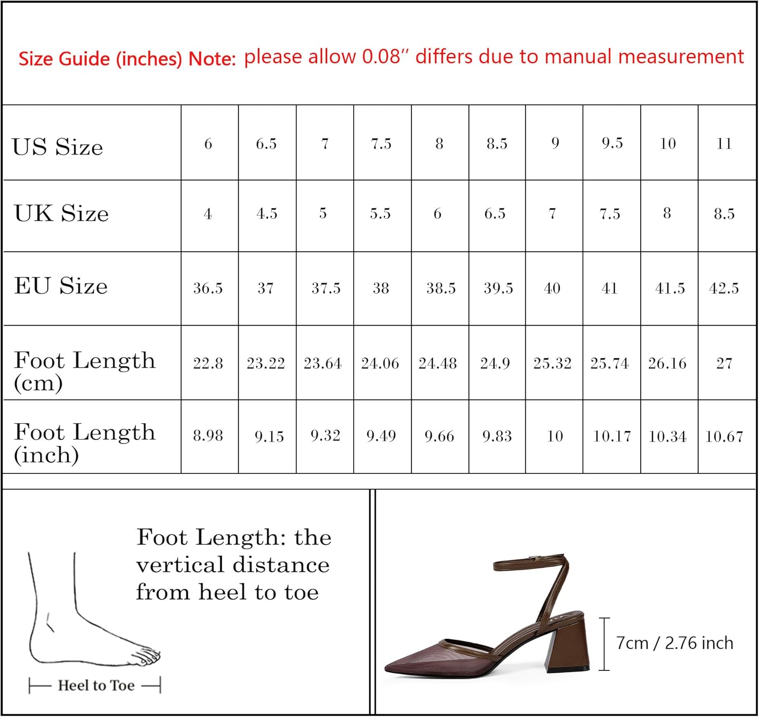 QIY Closed Toe Heels for Women Ankle Strap Pointed Toe Slingback Chunky Low Heels Womens Pumps Wedding Dress Shoes - Image 8