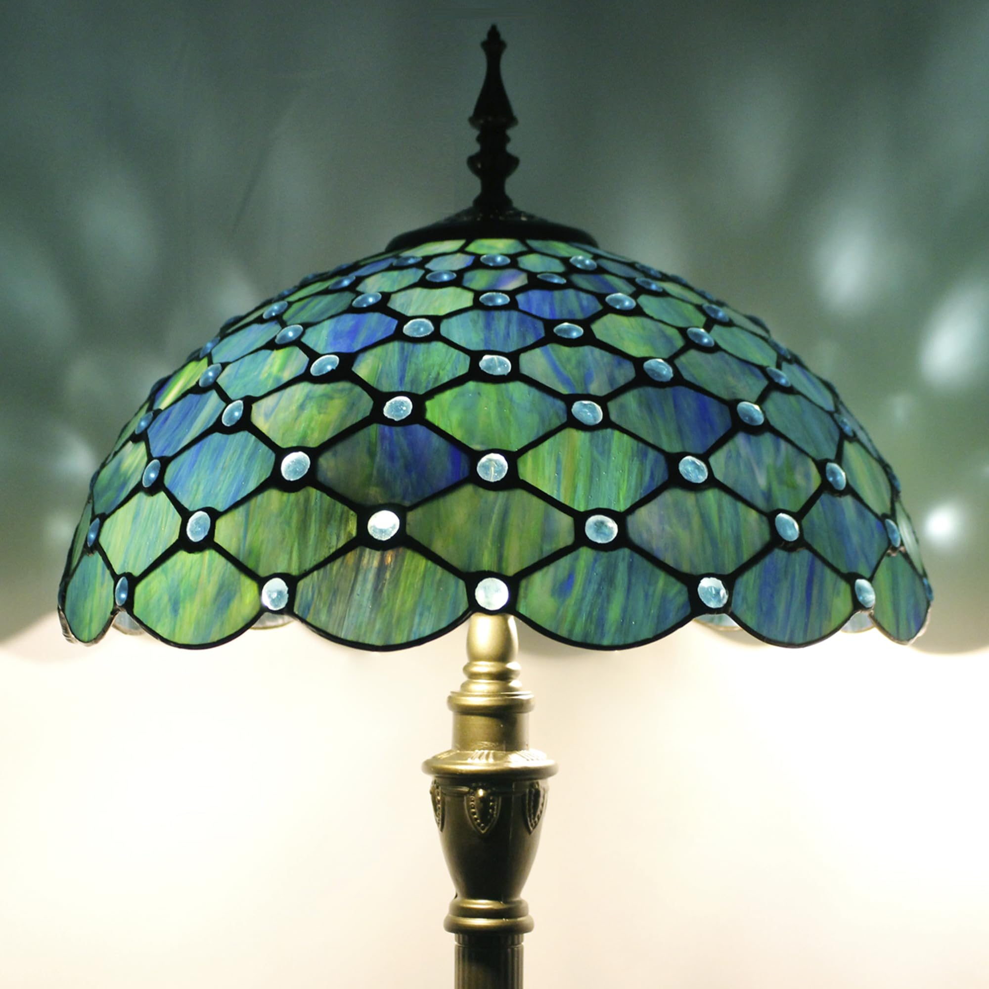 ZJART Tiffany Floor Lamp Stained Glass Lamp 16X16X70 Inch Sea Blue Pearl — image 1