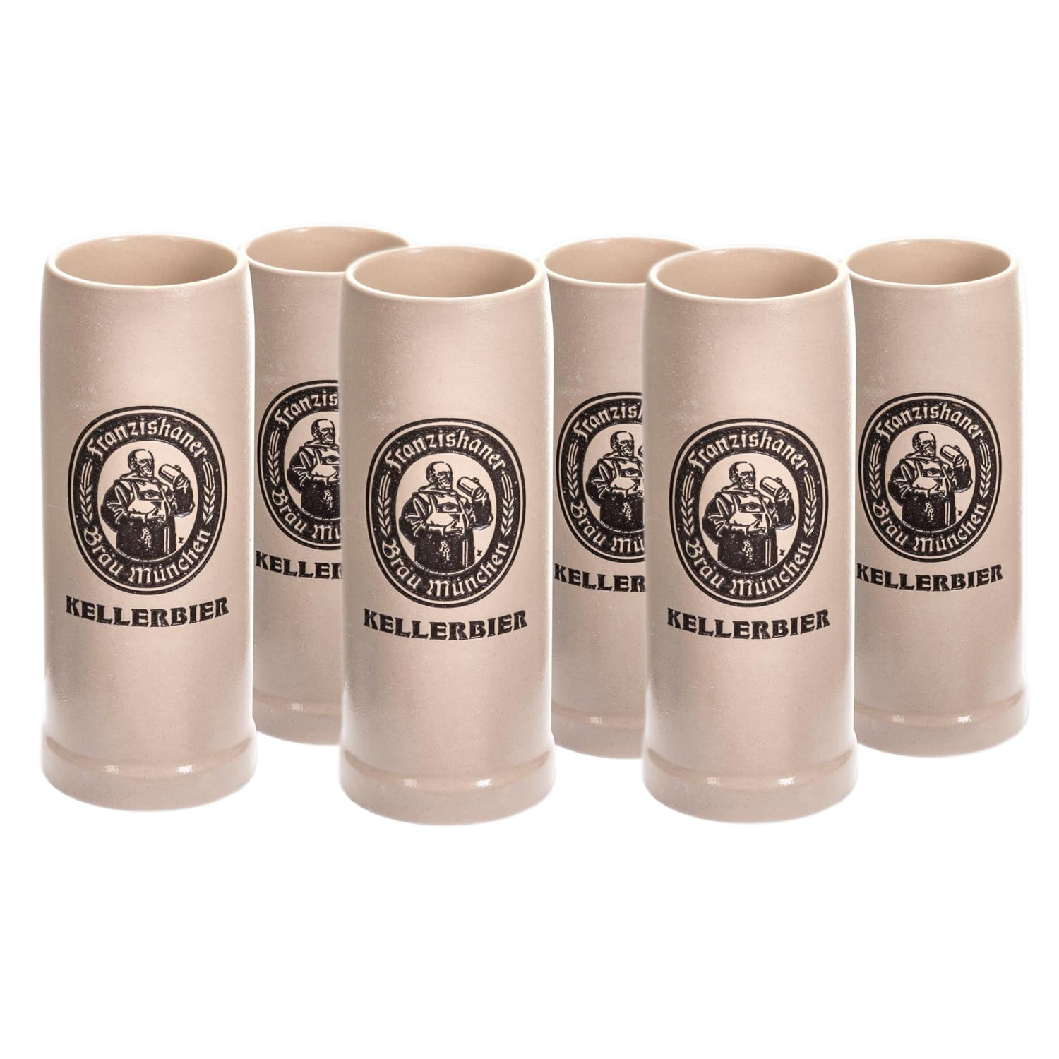 Zum Franziskaner Weissbier Original Kellerbier Tonkrug | 6 Stück a 0,5L | Oktoberfest München Bayern Bierkrug Biergarten Volksfest Geschenk