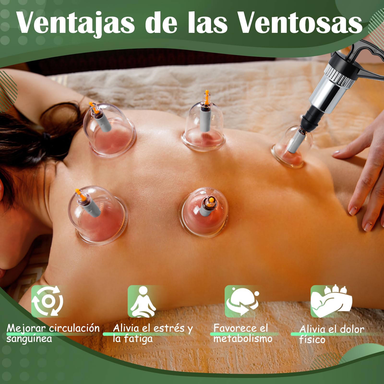 Ventosas Fisioterapia con Bomba de Vacío, 22 PCS Ventosas Anticelulitica | Masaje para Vacumterapia, Cupping Set para Faciales y Cuerpo, Alivia rigidez y dolor muscular, y mejora los nudos fasciales
