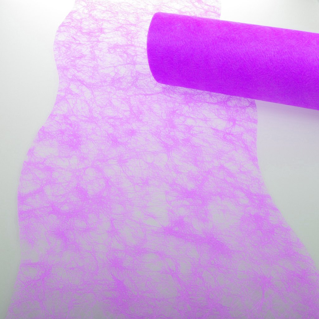 Deko AS GmbH Sizo Floral Table Runner Scalloped Edge Neon Purple - 25 cm - Roll 25 m - 60W 140-R 250
