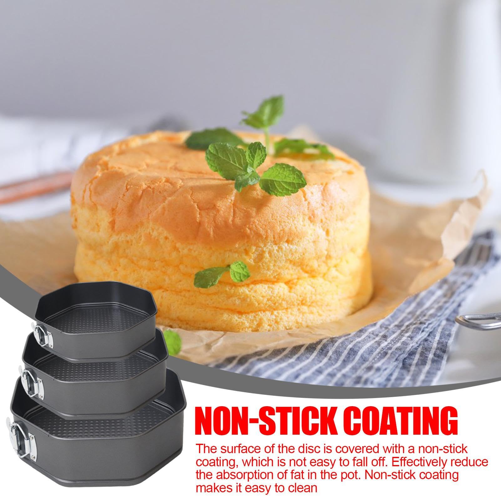 TRISTO Moldes para tartas con base extraíble, molde de acero al carbono, juego de 3 moldes octogonales para tartas de queso, accesorios para hornear, moldes para tartas de queso, yogur, mousse,