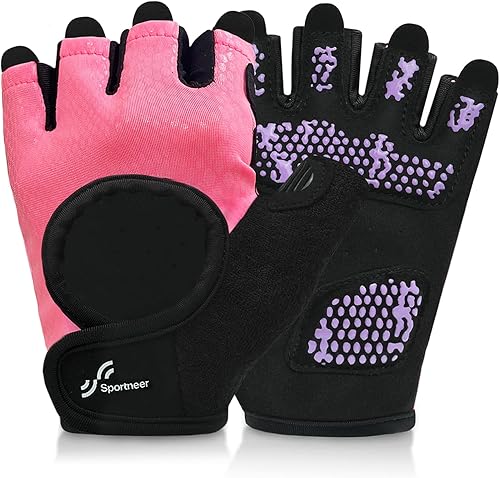 Sportneer Guantes de entrenamiento para hombres y mujeres, protección completa de la palma guantes de ejercicio transpirables con espalda abierta