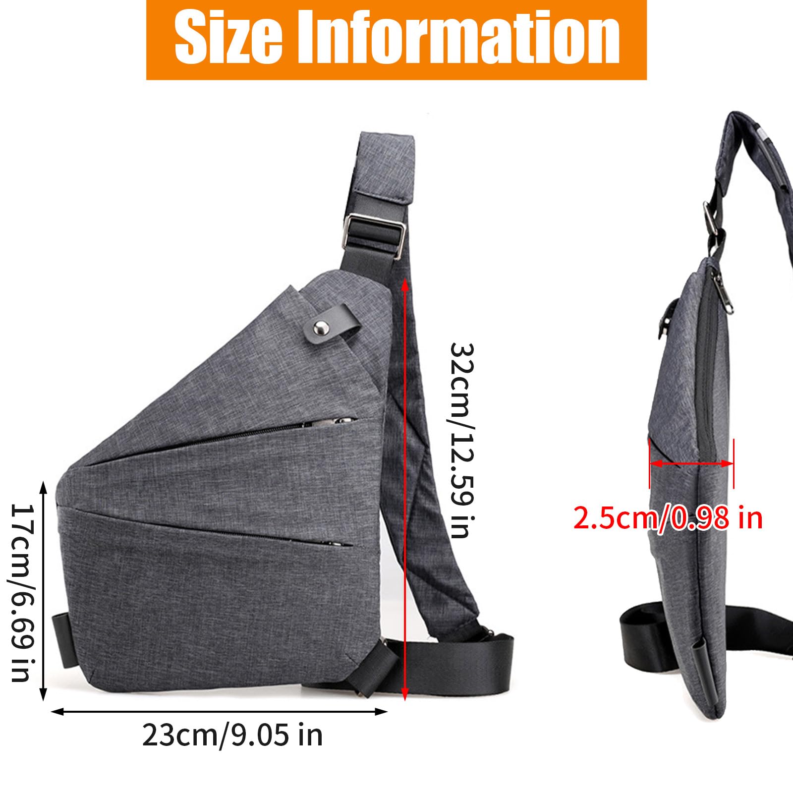 Wodoodporny plecak na klatkę piersiową, antykradzieżowa kieszeń na piersi z regulowanym paskiem 80-110 cm, męska płócienna torba crossbody, plecak na co dzień, plecak na ramię, do podróży