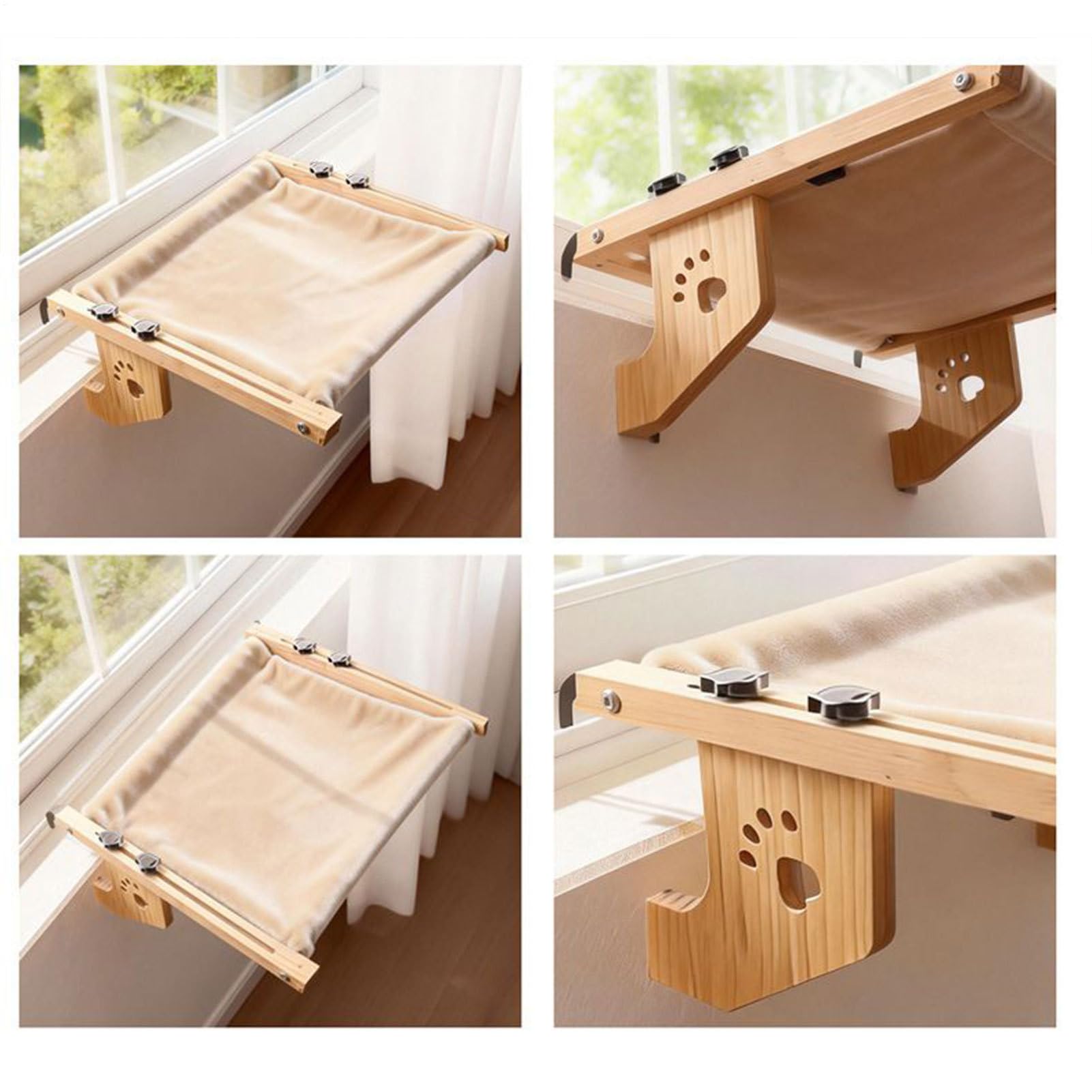 Amaca da Finestra per Gatti Cuccetta di Riposo in Legno | con Copertura Morbida per Interni per Interni Balcone