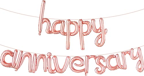 Miniatura 8 de KatchOn, Letras de globos dorados de feliz aniversario, de 16 pulgadas, pancarta de globos de feliz aniversario con texto en inglés Happy Birthday