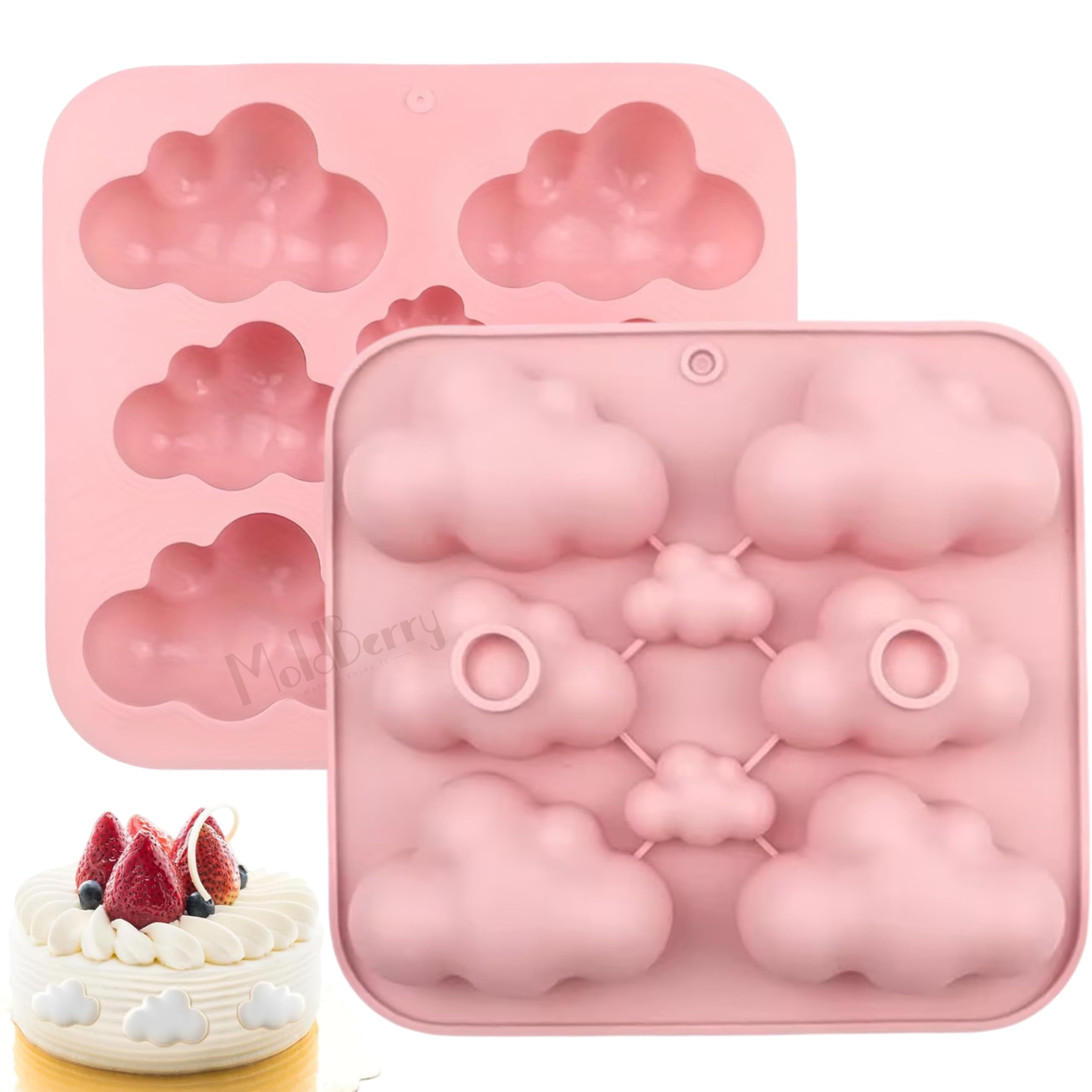 MoldBerry Cloud Silicone Chocolate Mould | 8 Cavity Multi-Size Cloud Mold for Resin, Candle, Soap & Fondant | Non-Stick Flexible DIY Baking & Craft Mould (16.3 x 15.2 cm)-image-18