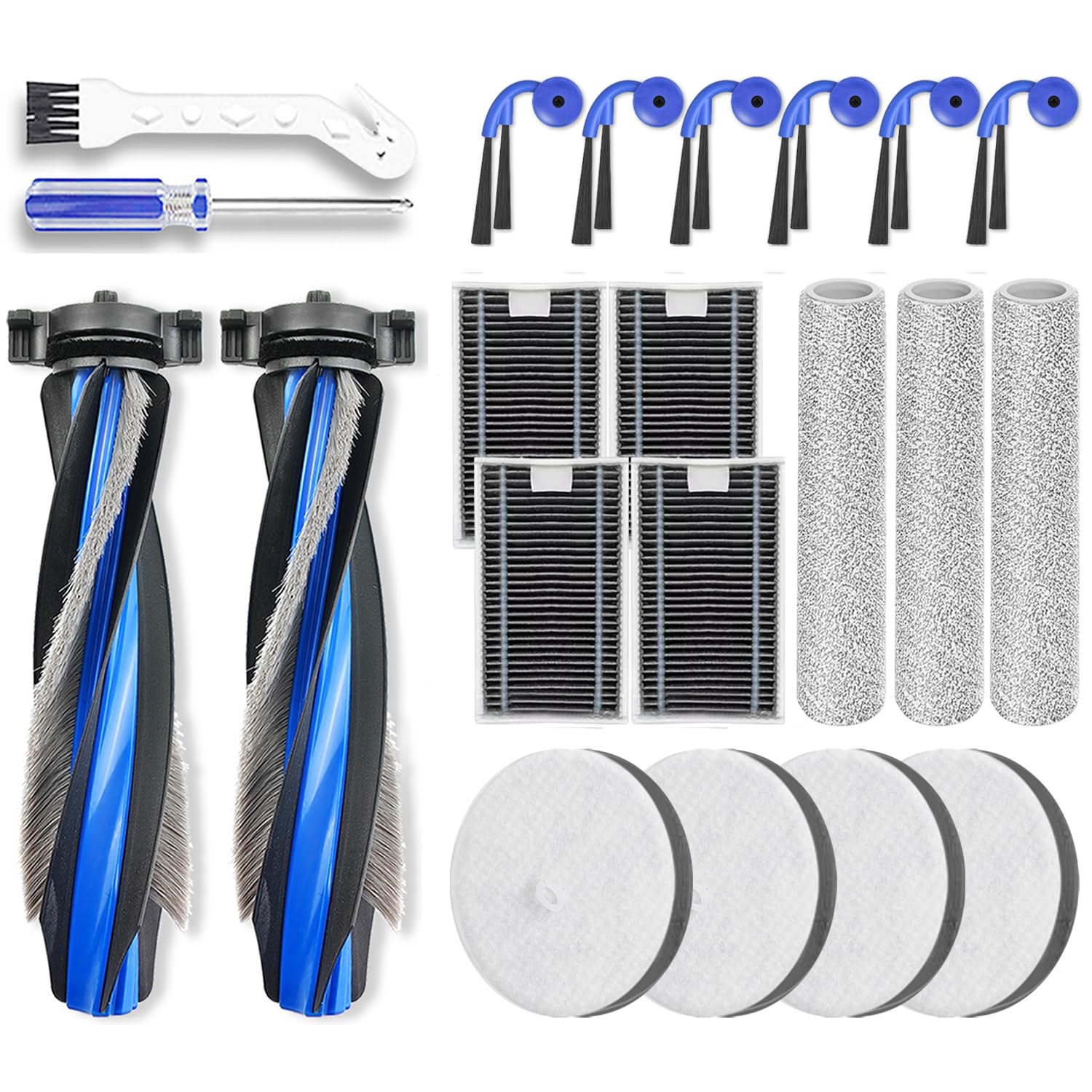 X12 OmniCyclone Kit di accessori di ricambio compatibile con Ecovacs Deebot X12 OmniCyclone Robot Aspirapolvere/2 Spazzole Principale/4 Filtro HEPA/3 Roller Mop/6 Spazzole Laterali/4 Filtro Spugna