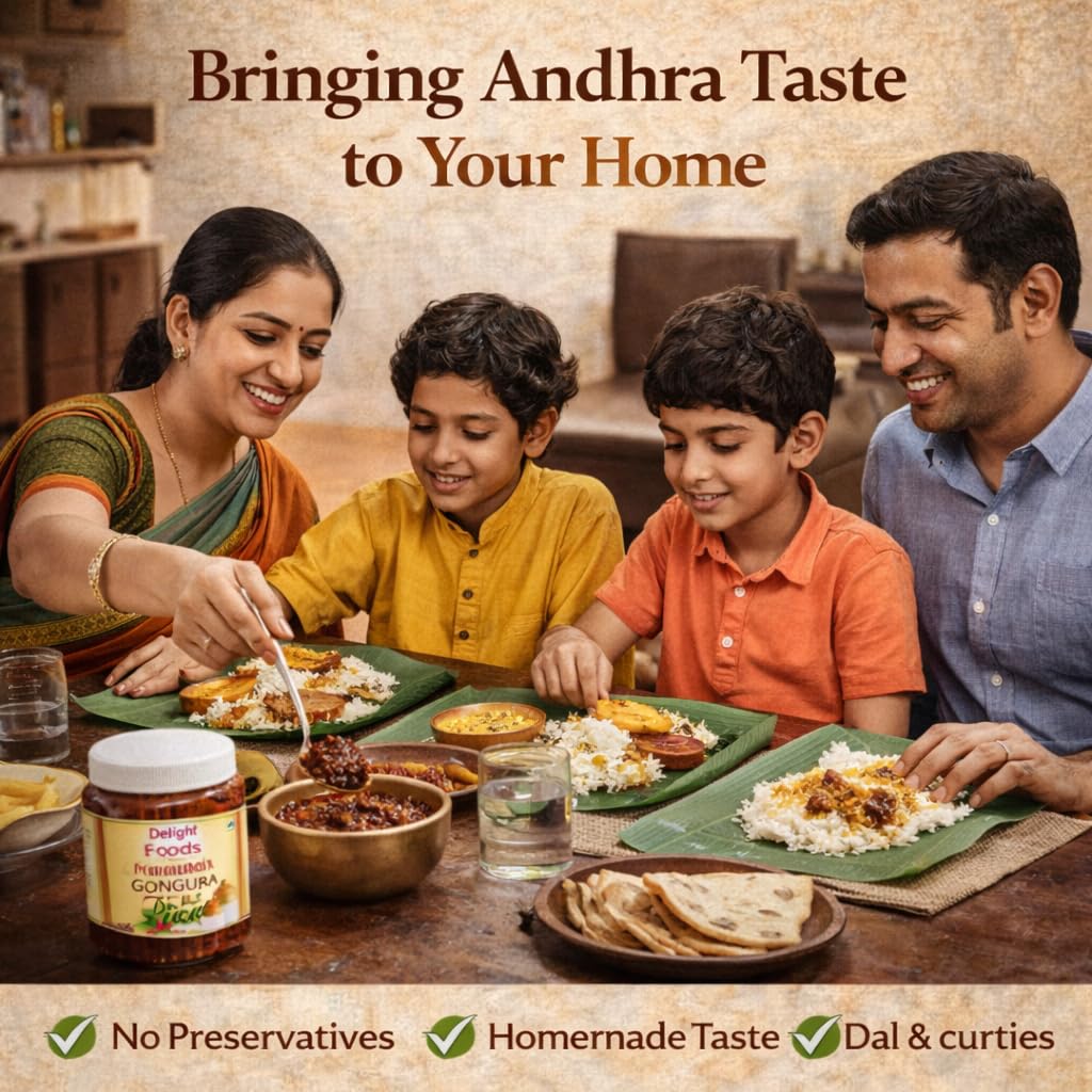 Delight Foods Gongura Pickle 250g | Andhra Special Gongura Pachadi | Spicy Sorrel Leaves Achar | Traditional Homemade Recipe Uppinkai, Nilva pachadi | NO PRESERVATIVES 4