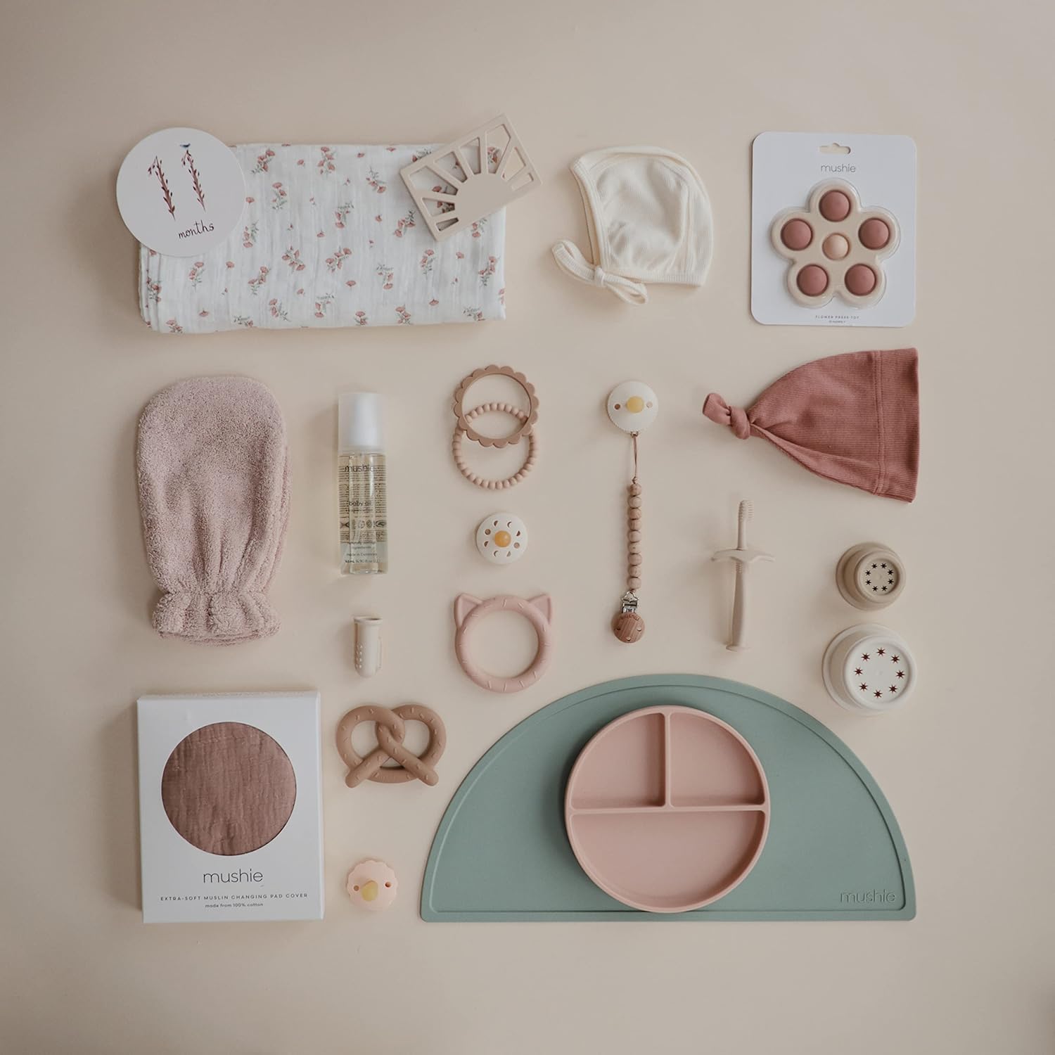 mushie Muslin Baby Swaddle Blanket | 100% Organic Cotton (Pink Flowers) - Image 5