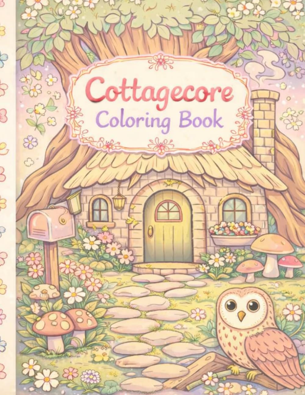 Cottagecore coloring book: Enchanting Illustrations of Cozy Cottages, Wildflowers, Mushrooms, Forest Animals & Botanical Gardens — Relaxing Nature Scenes for Stress Relief & Mindfulness