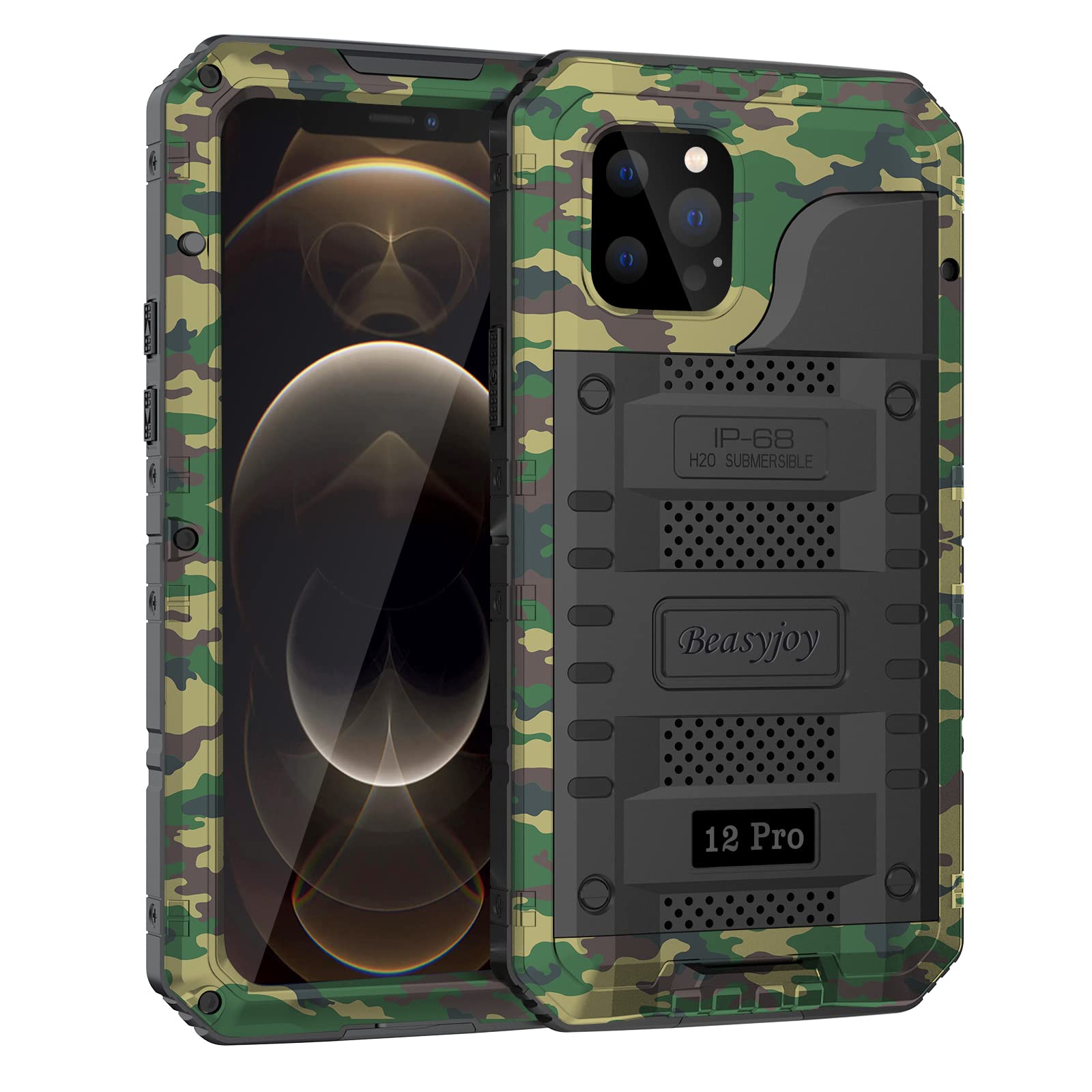 Beasyjoy Designed for iPhone 12 Pro Case, Waterproof Case with Built-in Screen Protector Full Body Protective Heavy Duty Rugged Cover, Military Grade