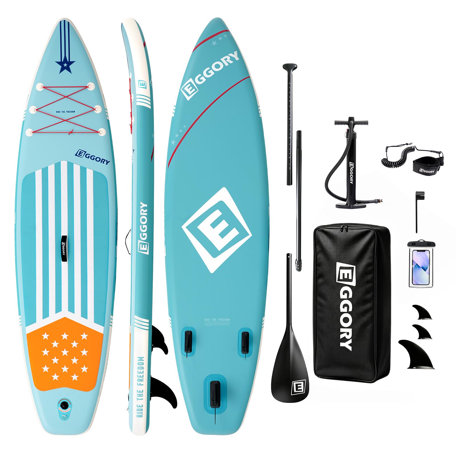 EGGORY Aufblasbares Paddle Board, SUP Board | Stabile Konstruktion mit rutschfestem Komfort-Deck, tragbares SUP-Board für Reisen