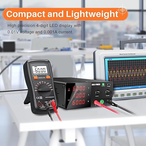 Miniatura 7 de NICE-POWER Fuente de alimentación de CC variable, 60V 10A 600W Fuente de alimentación de banco de alta potencia con perilla de codificador, fuente