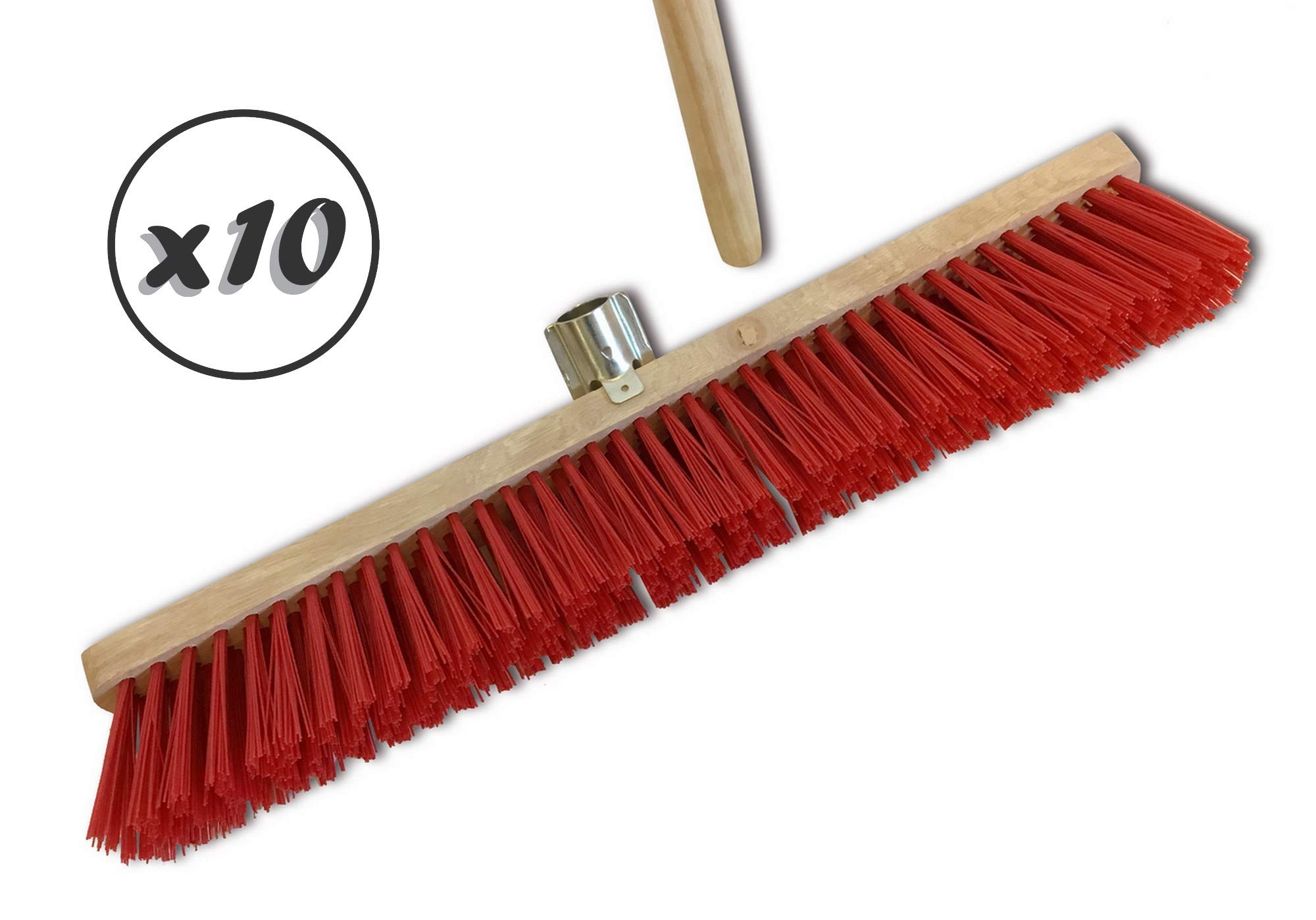 Rękawy mop warsztatowy typu lambrekin | Zestaw 10 sztuk, tor zewnętrzny, długość 60 cm, wypełnienie szczotki PVC, podeszwa drewniana, tuleja śrubowa Ø 28 mm, drewniany uchwyt 1,40 m | Kibros 2360BMx10