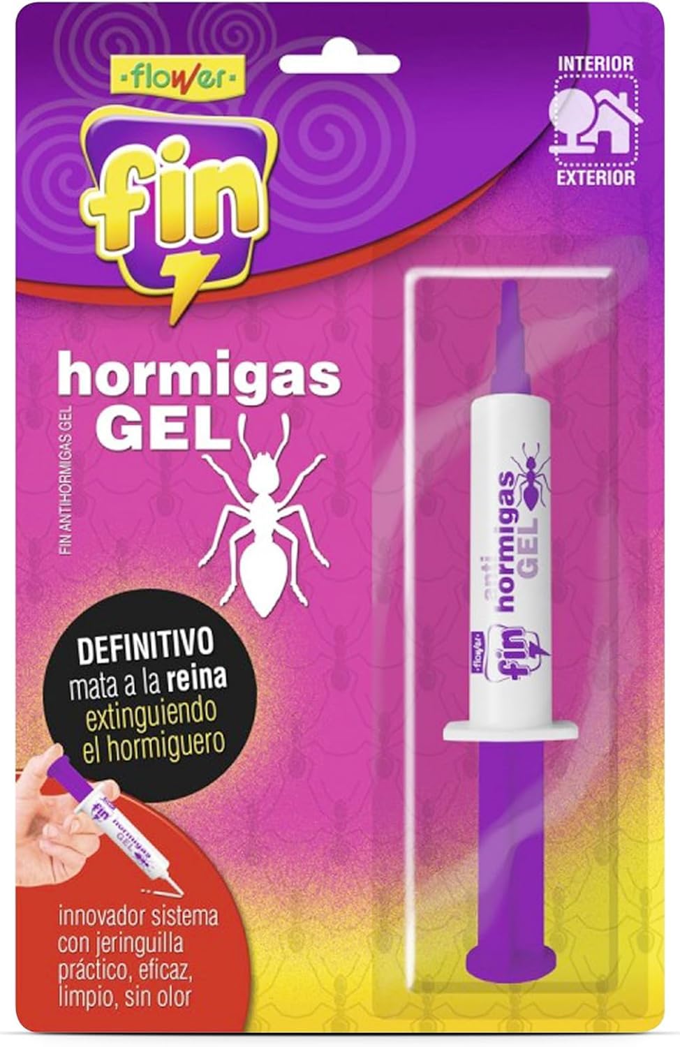 FLOWER x 6 Insecticida Anti Hormigas Formato Jeringa 10 gr | Jeringuilla Antihormigas Eficaz Elimina a Toda La Colonia | Gel Atrayante y Duradero | Interior y Exterior | Aplicación Segura y Sencilla
