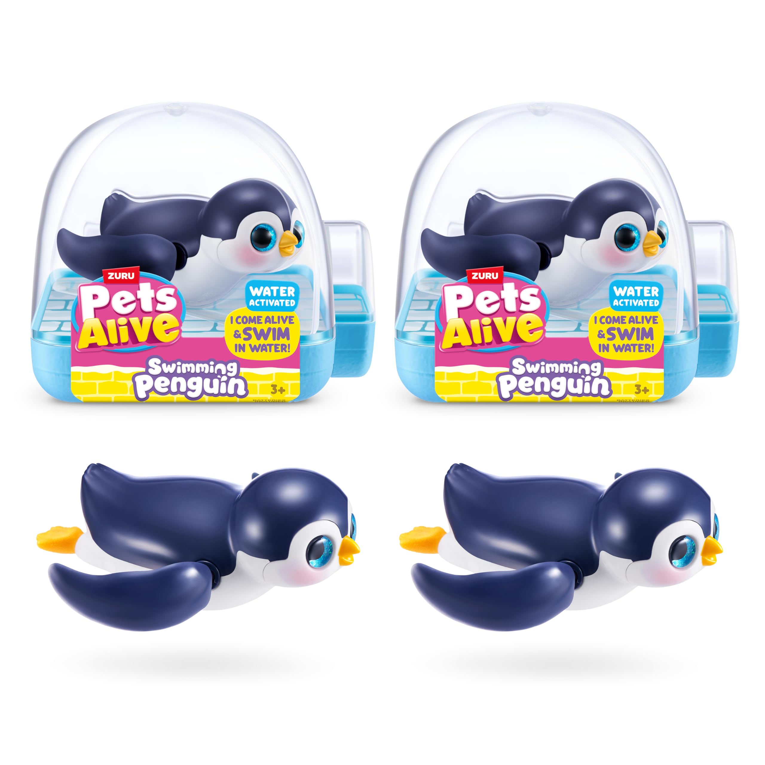 Pets Alive Swimming Penguin 2 Pack by ZURU Interactive Robotic Water-Activated Penguin Toy that Swims Like a Real Penguin, Perfect for Bath Time, Pool