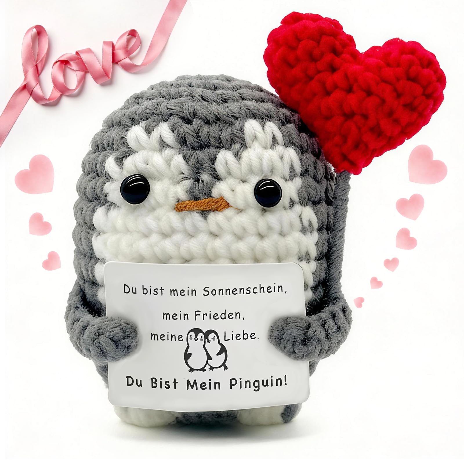 Pingüino Amado Positivo, Regalo Original y Divertido, Regalos de San Valentín, Cumpleaños y Fiesta, para Niña Niño Mujer Hombre Hermano Hermana Amigo, Sorpresa Oficina Compañero