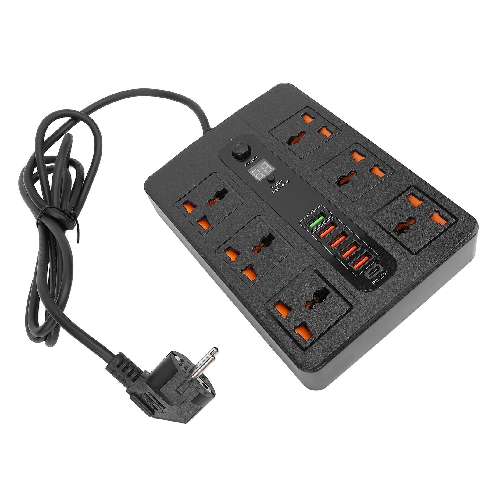 EMUKOEP Steckdosenleiste mit 6 Steckdosen, 5 USB-Anschlüssen