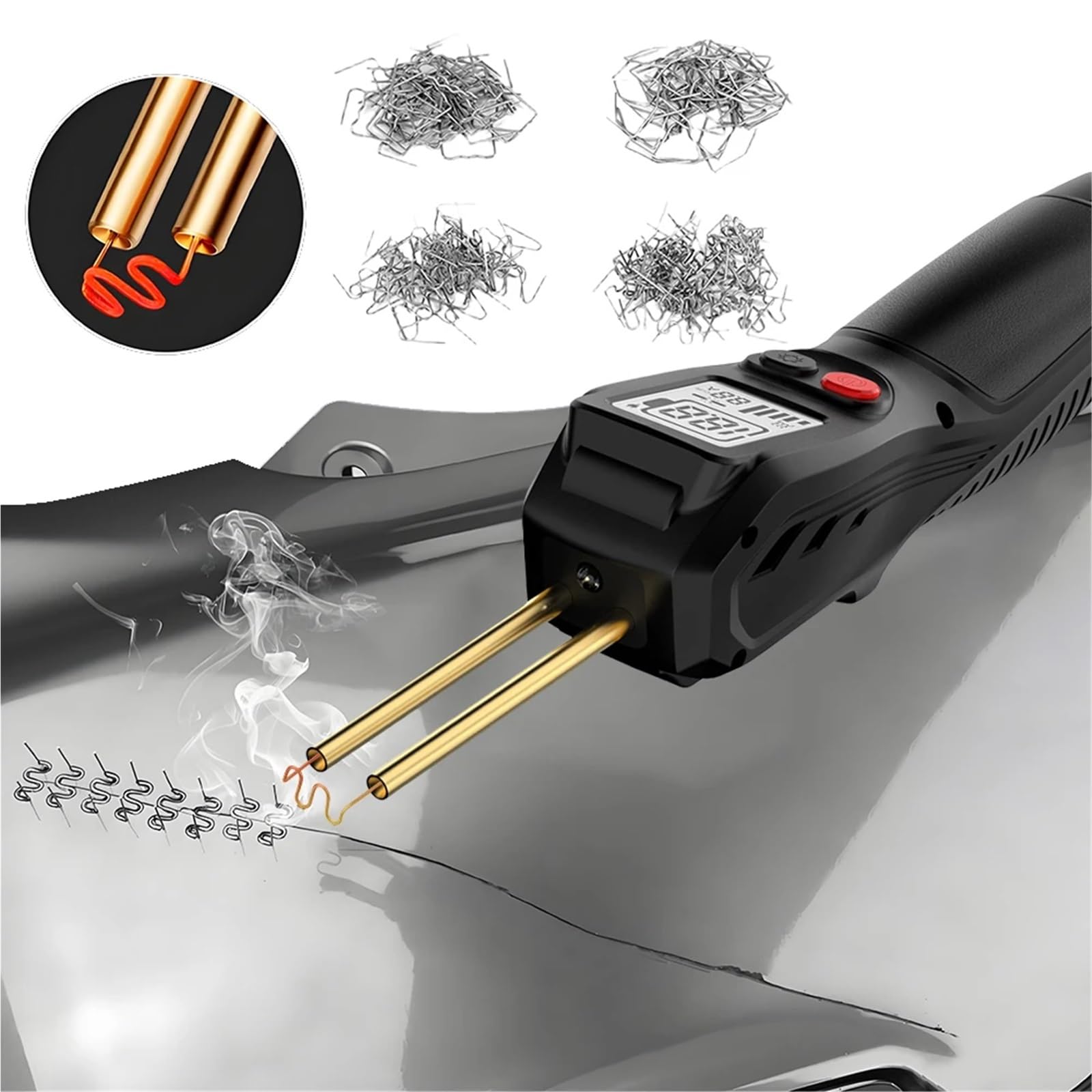 Kit per saldatura di plastica con saldatrice per pistola per saldatore in da 200 punti caldi(Black)