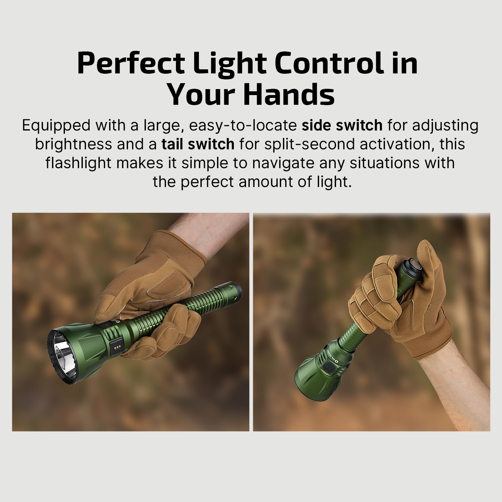 OLIGHT Javelot Turbo 2 Linterna táctica de 1800 lúmenes LED recargable con un control remoto inalámbrico y dos métodos de carga para caza, búsqueda, rescate y aplicación de la ley (OD verde)