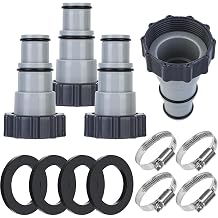 4 Pack Pool Hose Adapter Pool Pump Hose Connector Type A Replacement Hoses Adapter with Clamp Washer for Intex 1.5/1.25 Inch Pumps Hoses Threaded Connection Pumps Above Ground Pool Accessories