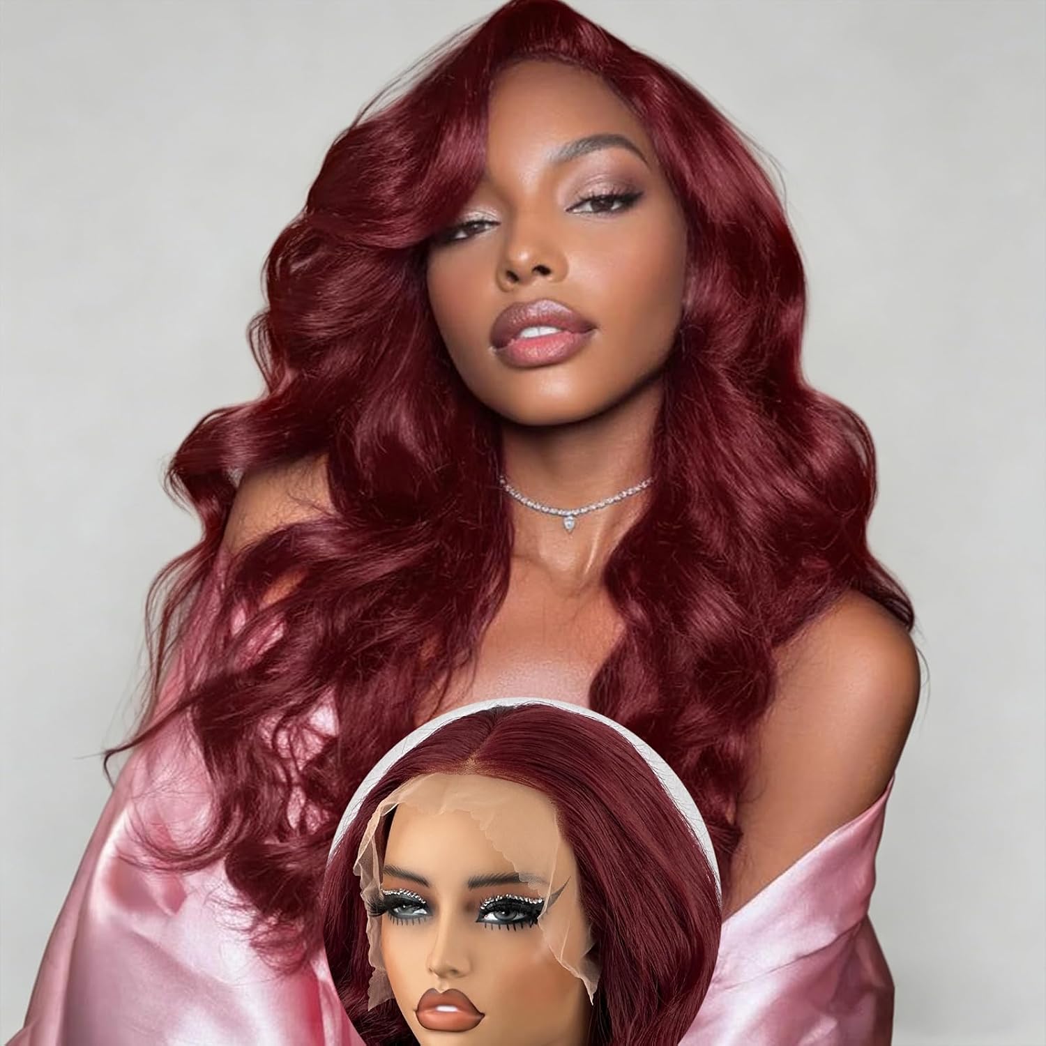 99J Burgundy Wig Human Hair 13x4 Body Wave Lace Front Wigs Human Hair 180 Density Pre Plucked Glueless Wine Red Lace Front Wig for Women 18inch