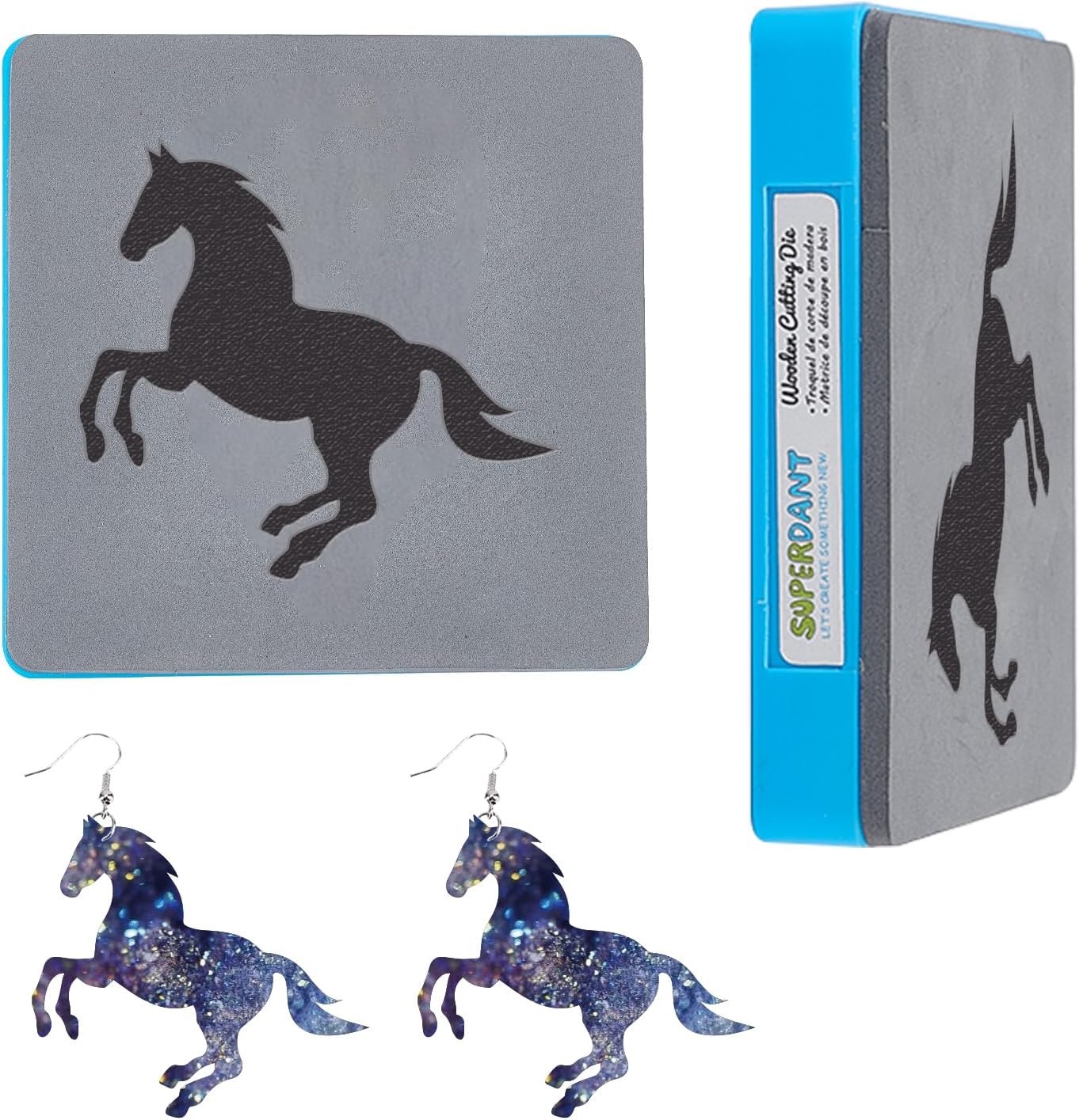 SUPERDANT Horse Leather Wooden Die Cut Horse Keychain Brooch Cutting
