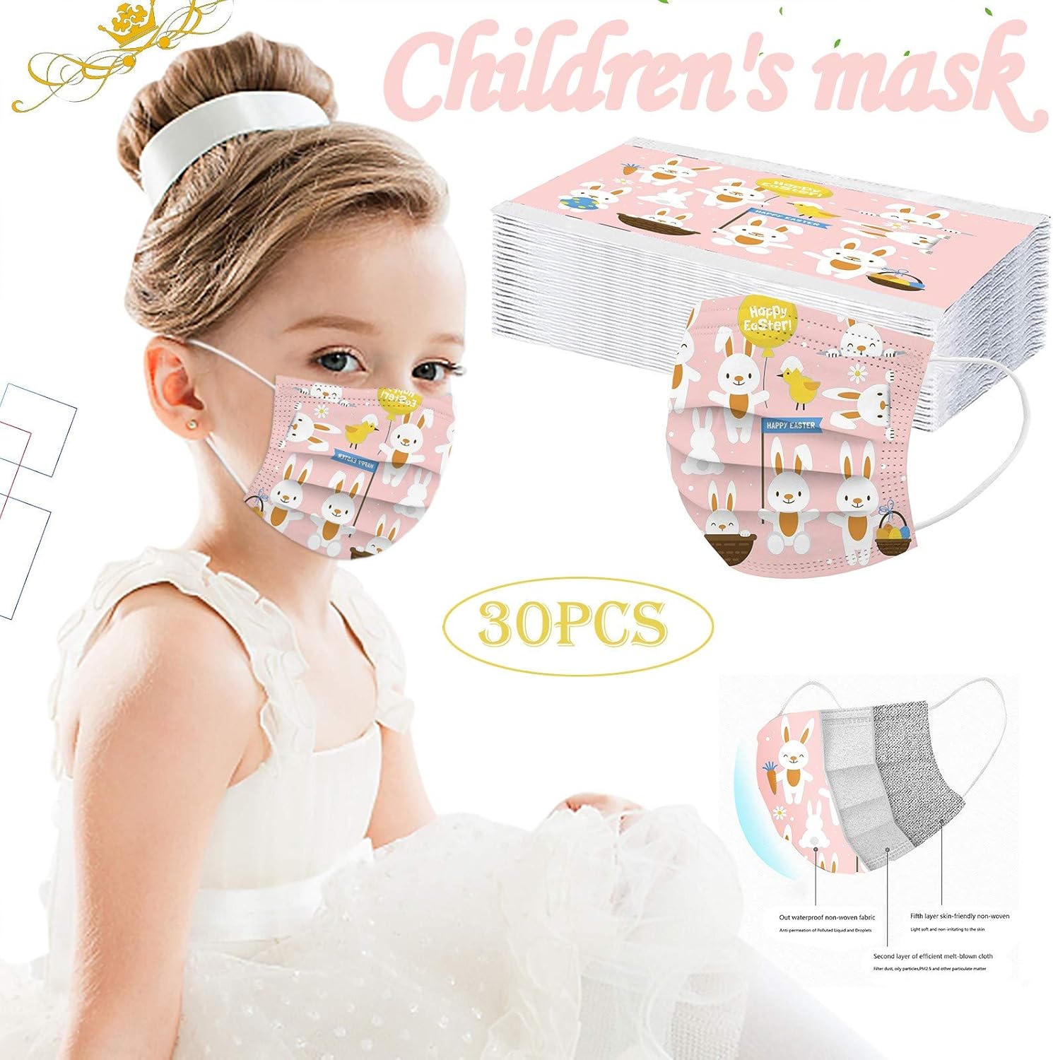 Muyise Personalized Lovely Printed Disposable_Face_Masks for Children's