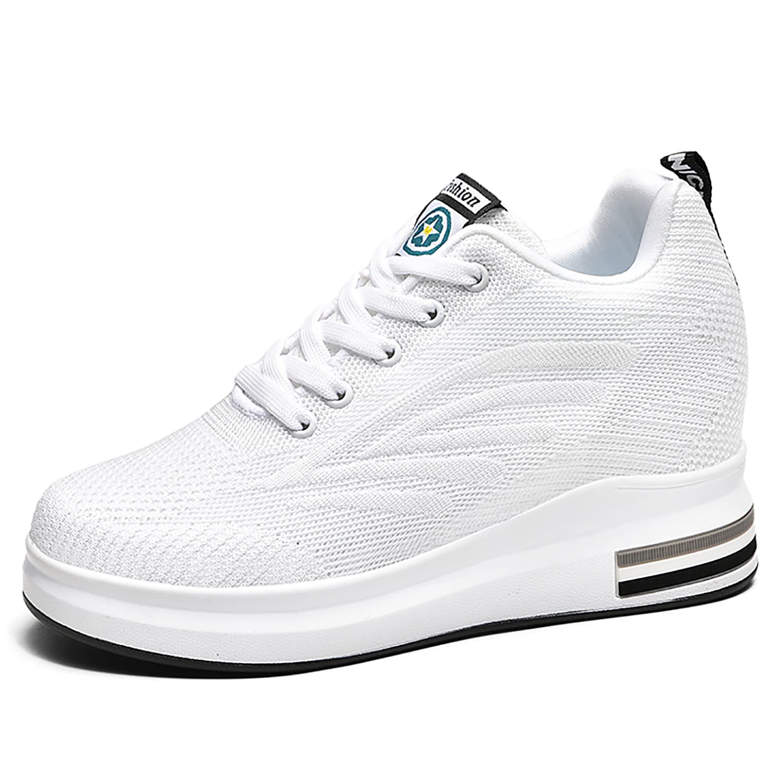 AONEGOLD Zapatillas de Cuña Deportivas para Mujer de Moda Deporte Zapato Transpirables Altas Primavera/Verano Tacón Sneakers 8.5CM