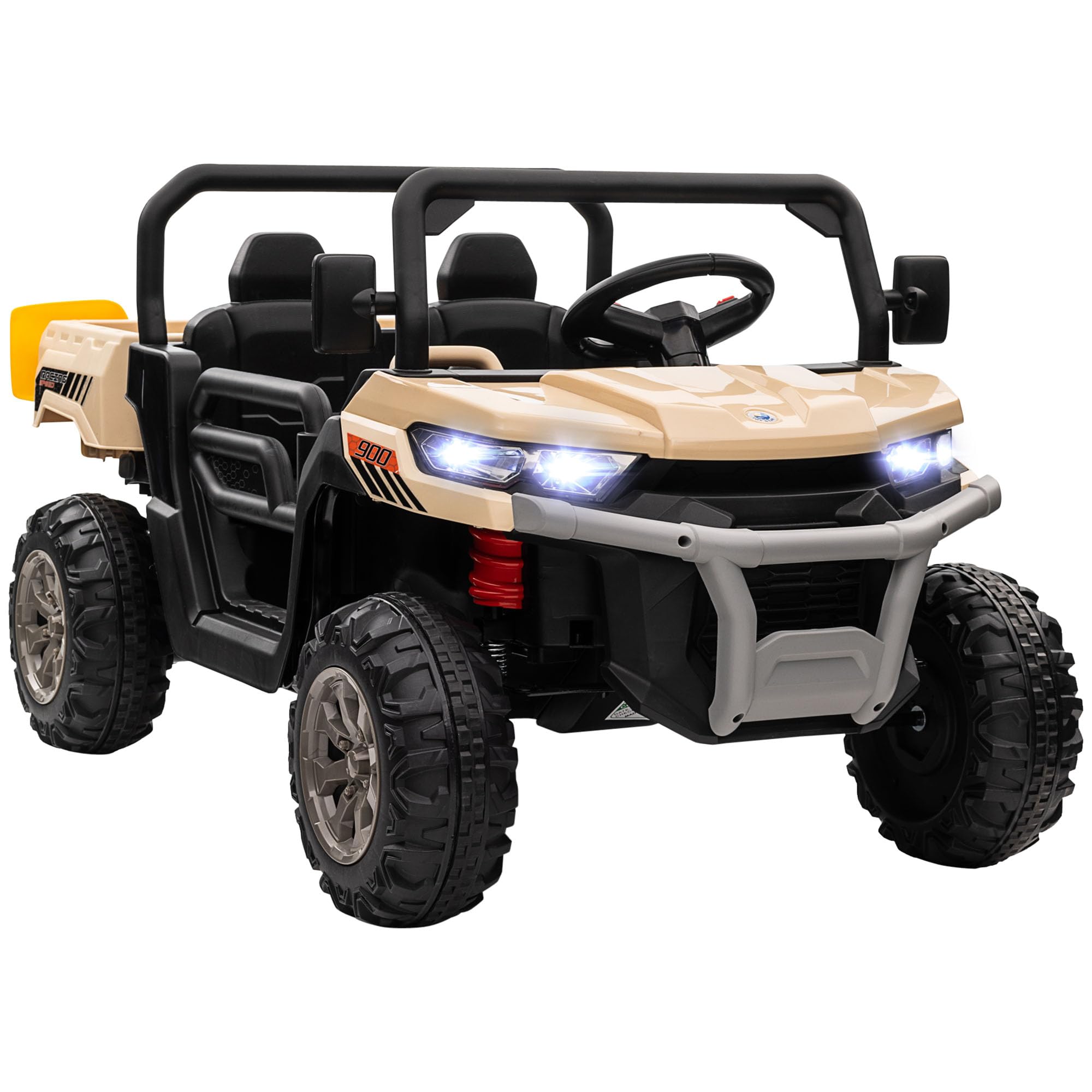 HOMCOM Kids Ride on Car with Electric Bucket, 12V, Parental Remote, Yellow