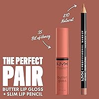 Vista 4 de NYX MAQUILLAJE PROFESIONAL Brillo de mantequilla, brillo de labios no pegajoso - poco de miel (melocotón nude)