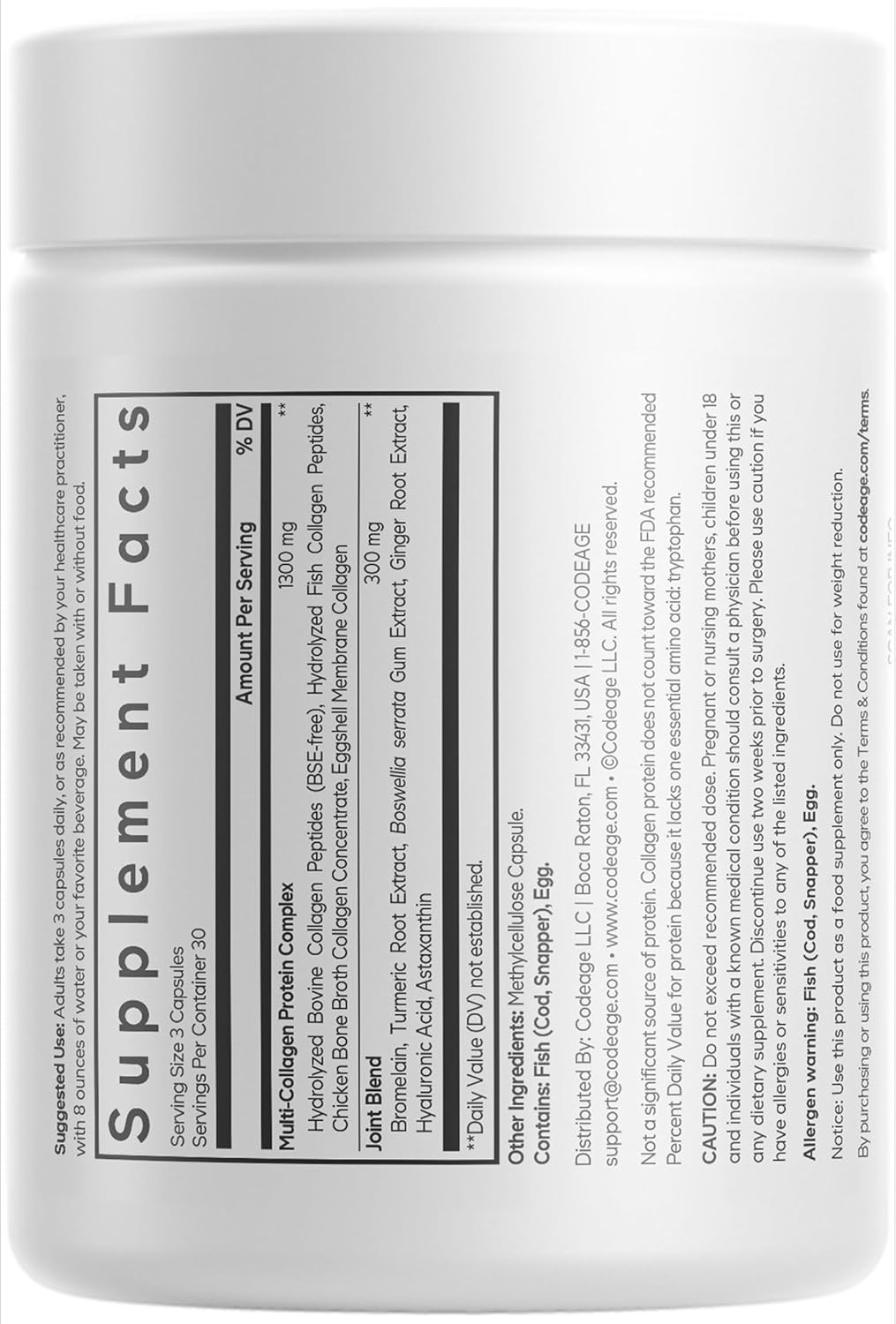 Codeage Multi Collagen Protein + Joint Blend Supplement, Hyaluronic Acid, Bromelain, Turmeric, Ginger, Boswellia, Astaxanthin - Hydrolyzed Bovine Collagen - 5 Collagen Types - Non-GMO - 90 Capsules - Image 9