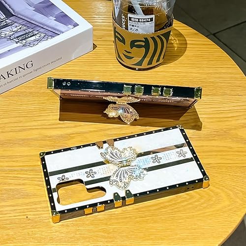 Miniatura 2 de TRODINO Bonita funda para Samsung Galaxy S22 Ultra, diseño de mariposa brillante de lujo con soporte plegable para mujeres y niñas, funda protectora