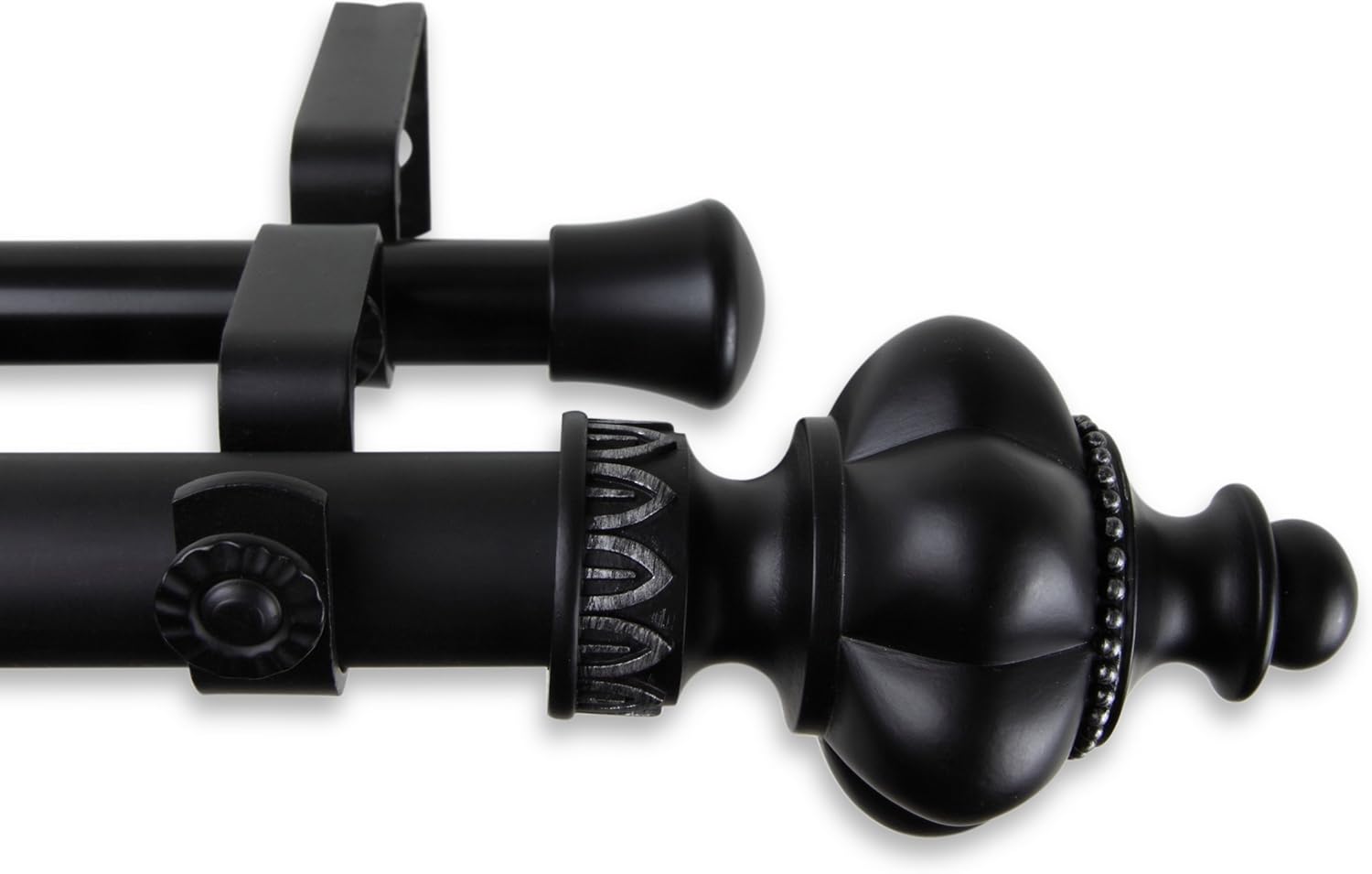 A&F Rod Decor - Athena Double Curtain Rod 1 inch Diameter, 160-240 inch - Black