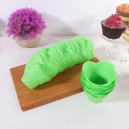 Miniatura 5 de Cabilock 100 piezas de mini tazas de papel para hornear con forma de loto a prueba de grasa para cupcakes forros para bolas de pastel, magdalenas,