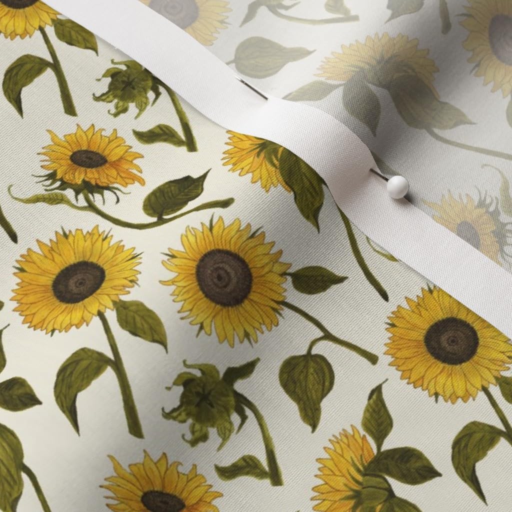 Spoonflower Fabric - Sunflower Yellow Small Floral Sunflowers Garden Field Flowers Printed on Cotton Poplin Fabric by The Yard - Sewing Shirting Quilting Dresses Apparel Crafts