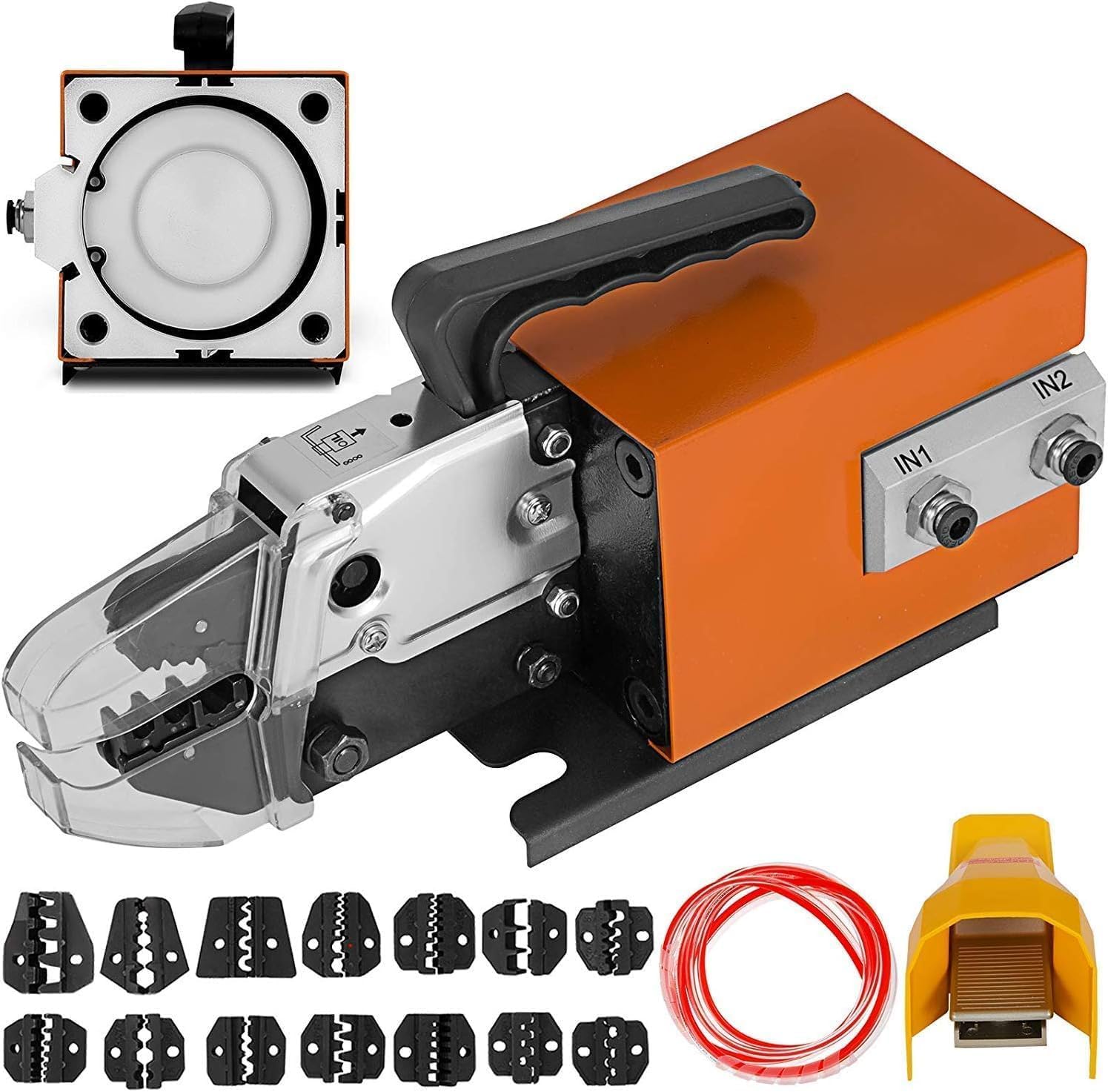Pince à sertir pneumatique 0,5-16 mm² avec matrices interchangeables connecteurs de fils