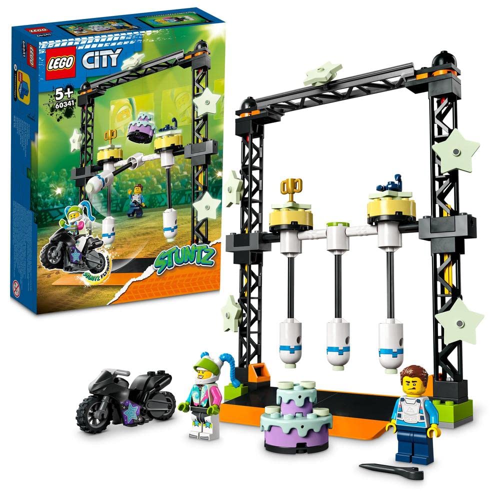 City The Knockdown Stunt Challenge 60341 Building Blocks Toy Set; Toys for Boys, Girls, and Kids (117 Pieces)