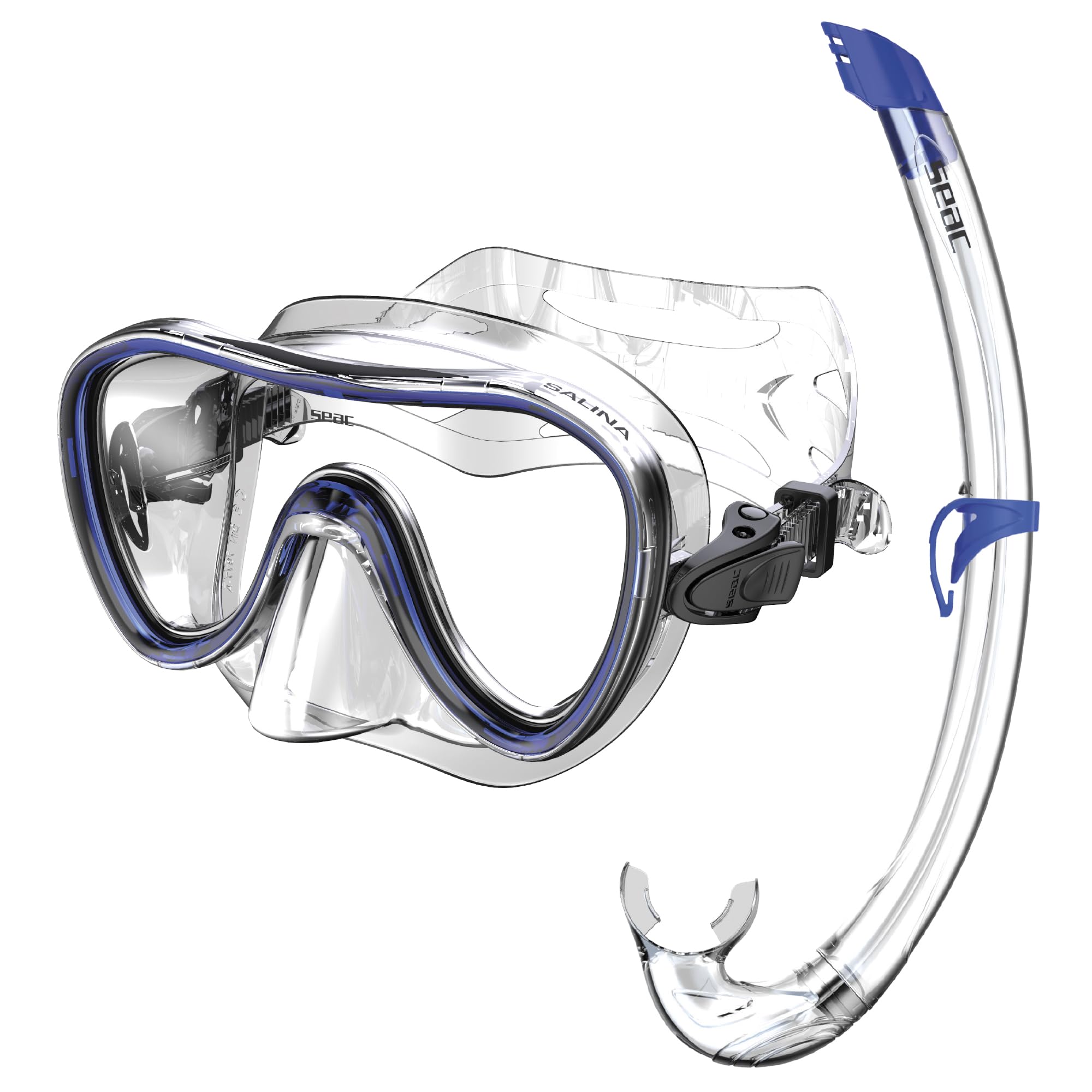 SEAC Set Bis Salina Top, Set with Salina Mask and Snorkel Top Silicone Snorkel for Adults and Kids