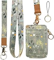 Vista 12 de bolimoss Cordón con cartera, funda de identificación con cremallera y cordón, soporte para credencial, cartera con cordón para mujer, cartera