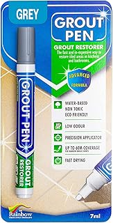 Grout Pen Grey Tile Paint Marker: Waterproof Grout Paint, Tile Grout Colorant and Sealer Pen - Grey, Narrow 5mm Tip (7mL)